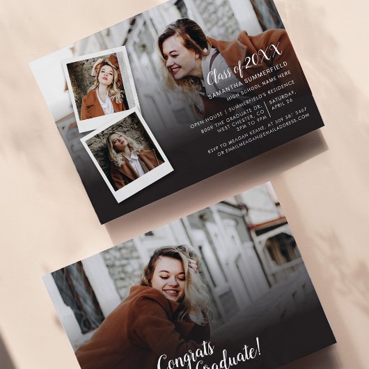 Afstudeerfeest 2025 Fotocollage Elegant Kaart