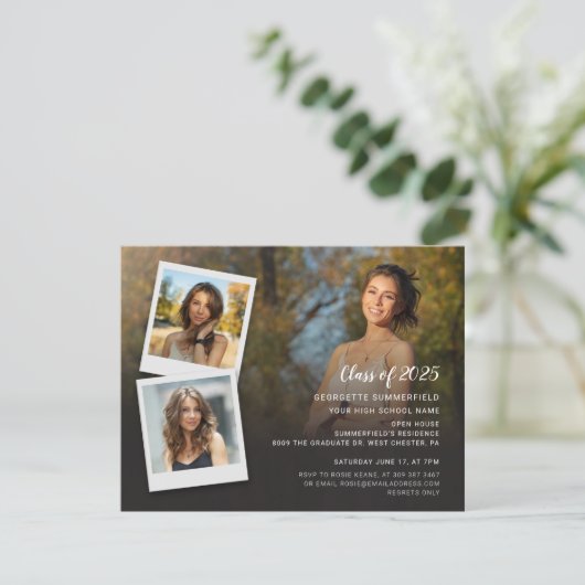 Afstudeerfeest 2025 Fotocollage Uitnodiging (Staand voorkant)