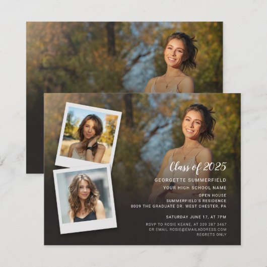 Afstudeerfeest 2025 Fotocollage Uitnodiging (Voorkant / Achterkant)