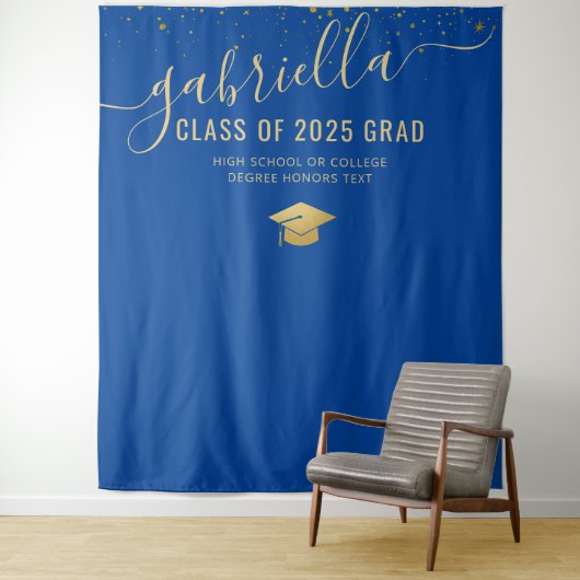 Afstudeerfeest 2025 Fotohokje Selfie-achtergrond B Wandkleed (In situ)