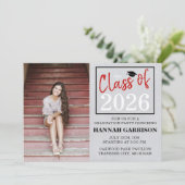 Afstudeerfeest 2025 Open Huis Foto Rood Kaart (Staand voorkant)