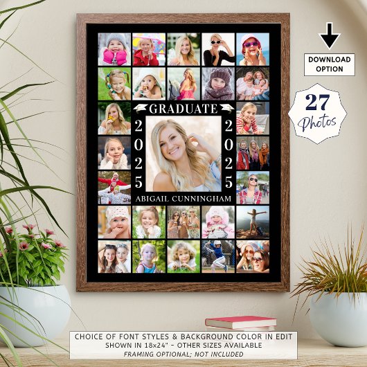 Afstudeerfeest 27 Fotocollage gepersonaliseerd Poster