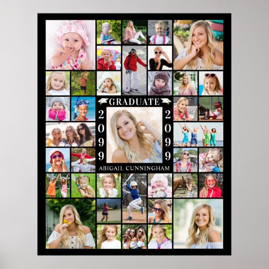 Afstudeerfeest 39 Fotocollage gepersonaliseerd Poster (Voorkant)