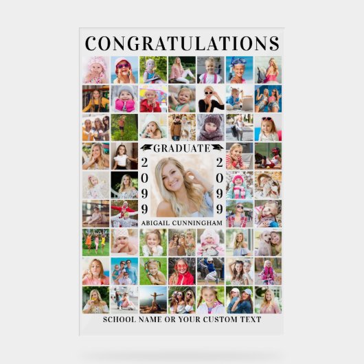 Afstudeerfeest 55 Fotocollage Custom Acryl Bord (Voorkant)