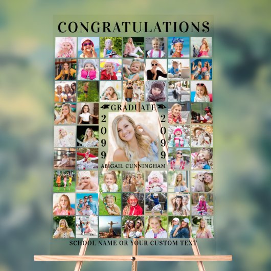 Afstudeerfeest 55 Fotocollage Custom Acryl Bord (Neutraal)