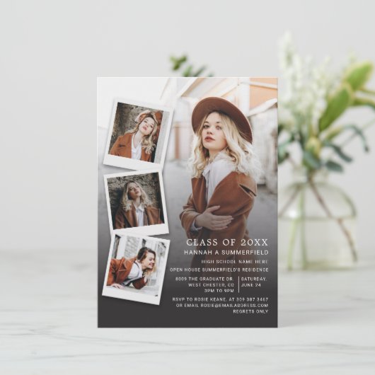 Afstudeerfeest 5 foto's Modern Afstudeerder 2025 Kaart (Staand voorkant)