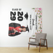 Afstudeerfeest Achtergrond Custom Photo & Floral Wandkleed (In Situ (horizontaal))