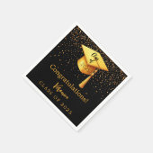 Afstudeerfeest afstuderen zwart goud pet 2025 servet (Hoek)