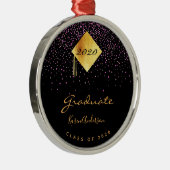 Afstudeerfeest afstuderen zwart paarse 2025 metalen ornament (Rechts)