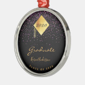 Afstudeerfeest afstuderen zwart paarse 2025 metalen ornament (Links)
