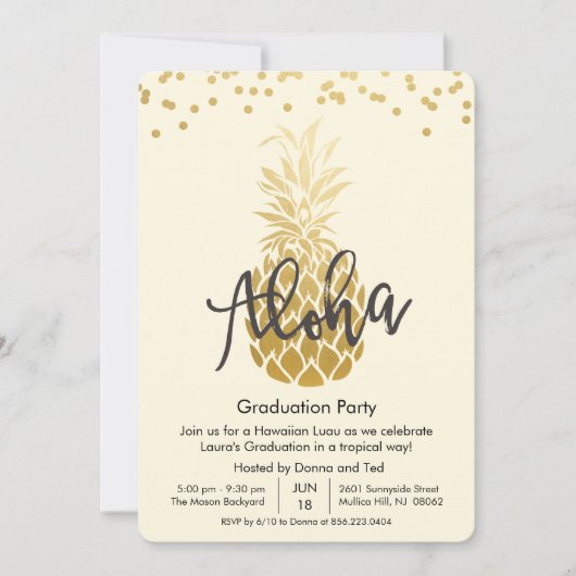 Afstudeerfeest Aloha Luau Feestuitnodiging Kaart (Voorkant)