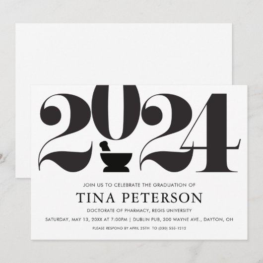 Afstudeerfeest apotheek kaart (Voorkant / Achterkant)