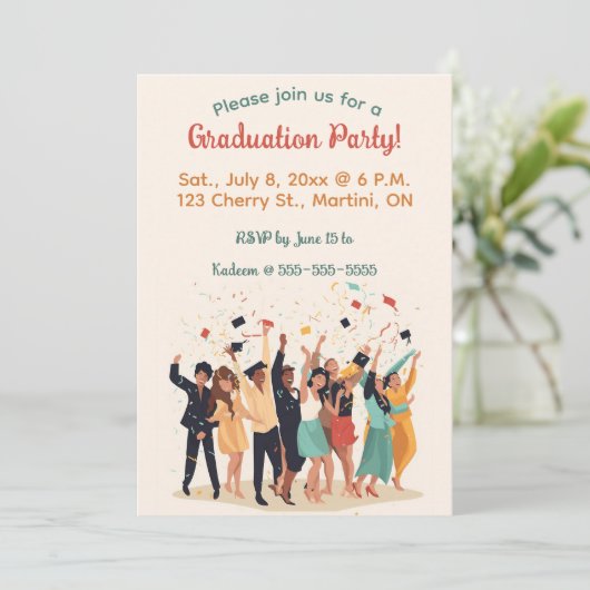 Afstudeerfeest bewerkbaar kaart (Staand voorkant)