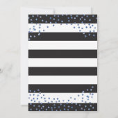 Afstudeerfeest Black and Blue Glitter Uitnodiging (Achterkant)