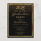 Afstudeerfeest black glam gold 2025 uitnodiging (Voorkant)