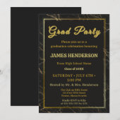 Afstudeerfeest Black Marble Calligraphy 2025 Kaart (Voorkant / Achterkant)