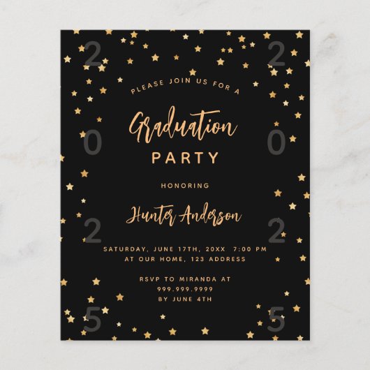Afstudeerfeest black star jaar budget uitnodiging (Voorkant)