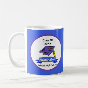 Afstudeerfeest Blauw en Wit School Kleuren Koffiemok