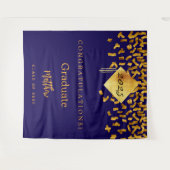Afstudeerfeest blauw goud confetti afstuderen 2025 wandkleed (Voorkant (horizontaal))