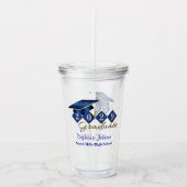 Afstudeerfeest Blauw Goud Gepersonaliseerd Acryl Drinkbeker (Voorkant)