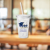 Afstudeerfeest Blauw Goud Gepersonaliseerd Acryl Drinkbeker