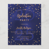 Afstudeerfeest blauw jaar budget uitnodiging (Voorkant)