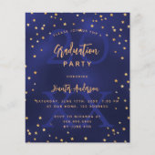 Afstudeerfeest blauw jaar budget uitnodiging flyer (Voorkant)