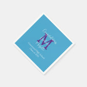 Afstudeerfeest Blauw Paarse witte naam Monogram Servet (Hoek)