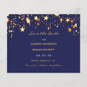 Afstudeerfeest blauw save the date card (Achterkant)