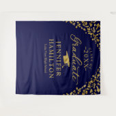 Afstudeerfeest Blauwe Gouden Verloop Achtergrond Wandkleed (Voorkant (horizontaal))