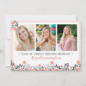 Afstudeerfeest Bloemen Geometrisch Roos Gold Blush Kaart (Voorkant)