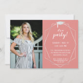 Afstudeerfeest Bloemen Geometrisch Roos Gold Blush Kaart (Achterkant)