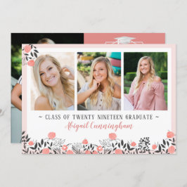 Afstudeerfeest Bloemen Geometrisch Roos Gold Blush Kaart