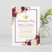 Afstudeerfeest Bloemen Uitnodigen - Foto Terug Kaart (Staand voorkant)