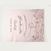 Afstudeerfeest blozen roze goud afgestudeerd wandkleed (Voorkant (horizontaal))