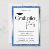 Afstudeerfeest Blue Ombre Confetti Kaart (Voorkant)
