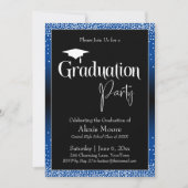 Afstudeerfeest Blue Ombre Confetti Kaart (Voorkant)