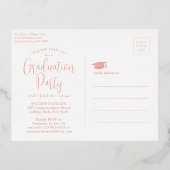 Afstudeerfeest Blush Pink 3 Foto Modern Script Folie Uitnodiging Briefkaart (Achterkant)