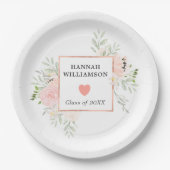 Afstudeerfeest Blush Pink Rose Bloemen Papieren Bordje (Voorkant)