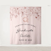 Afstudeerfeest blush roze goud afgestudeerde wandkleed (Voorkant)