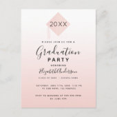 Afstudeerfeest blush roze pet 2025 uitnodiging (Voorkant)