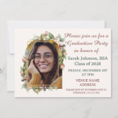 Afstudeerfeest Boho Floral Arch Foto Save The Date (Voorkant)