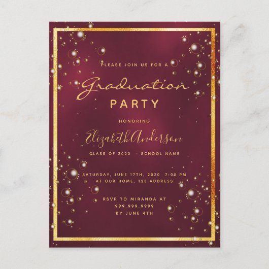 Afstudeerfeest bordeaux bubble uitnodiging (Voorkant)