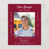 Afstudeerfeest bordeaux foto uitnodiging (Voorkant)