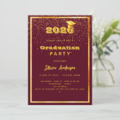 Afstudeerfeest bordeaux goud 2025 kaart (Staand voorkant)