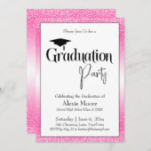 Afstudeerfeest Bright Pink Ombre Confetti Kaart (Voorkant / Achterkant)