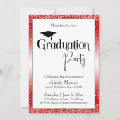 Afstudeerfeest Bright Red Ombre Confetti Kaart (Voorkant)