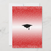 Afstudeerfeest Bright Red Ombre Confetti Kaart (Achterkant)