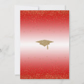 Afstudeerfeest Bright Red Ombre Gold Confetti Kaart (Achterkant)