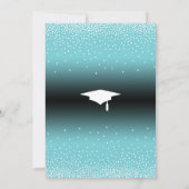 Afstudeerfeest Bright Turquoise Ombre Confetti Kaart (Achterkant)